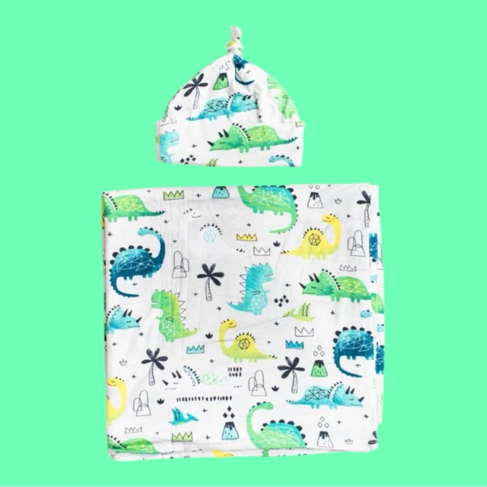 NIB LS OG Dino Swaddle Set